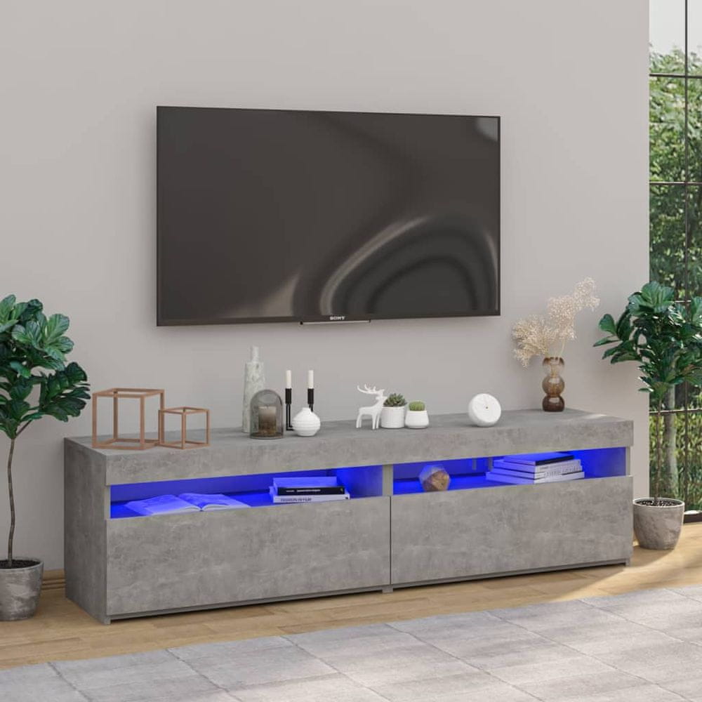 Vidaxl TV skrinky 2 ks s LED svetlami betónové sivé 75x35x40 cm